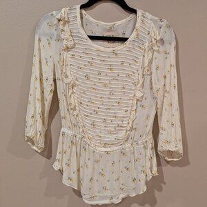 XS Chaser floral ruffle and pleated blouse